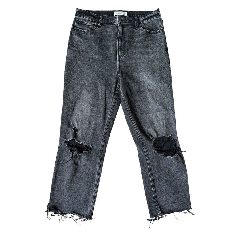 Abercrombie & Fitch Ultra High Rise Ankle Straight Jeans size 30 Washed Gray Dis